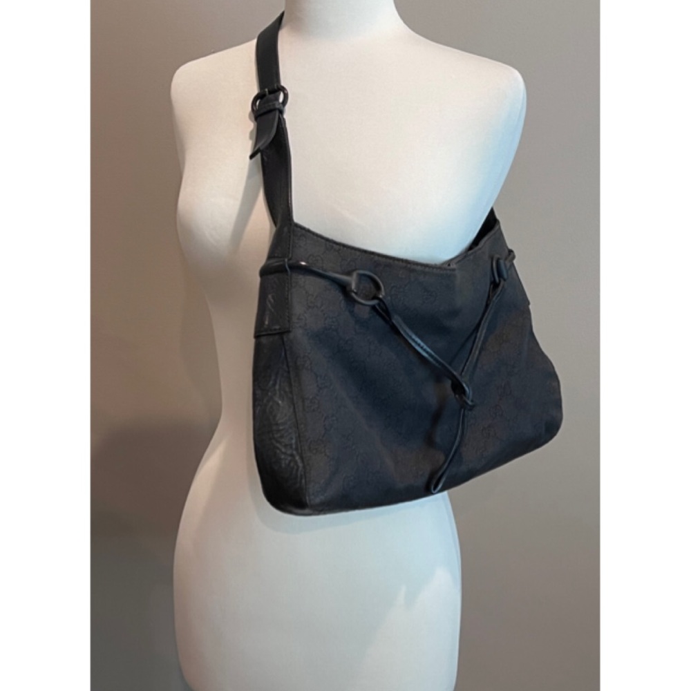 ✨Vintage Iconic GUCCI GG Monogram Horsebit Canvas Hobo Shoulder Bag - Picture 4 of 13